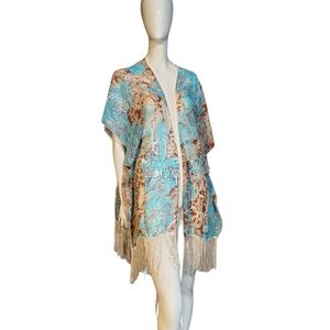 Roffe Swimsuit Cover-up Paisley Pattern Aqua, Brown White